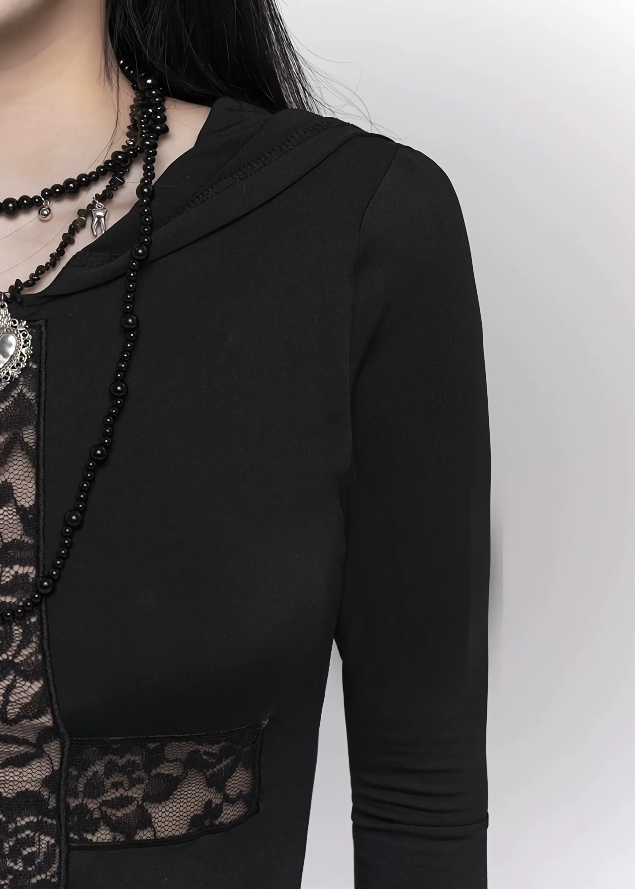 Lace Cross Hoodie Dress for Modern Goth Aesthetic