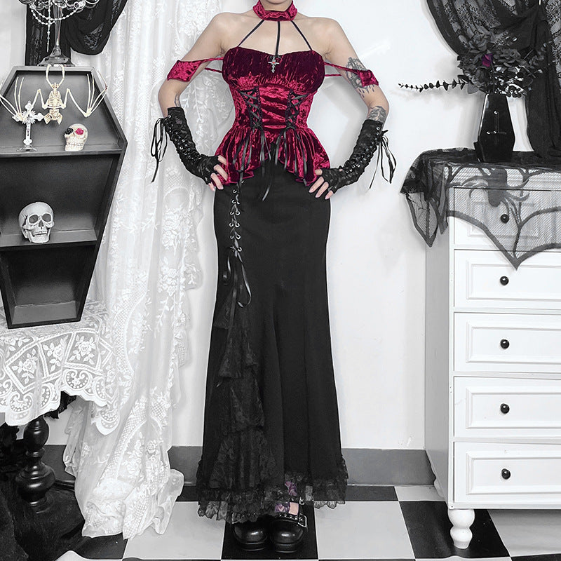 gothic mermaid dress Dark Lace Siren Skirt Gothic Mermaid Hem Skirt