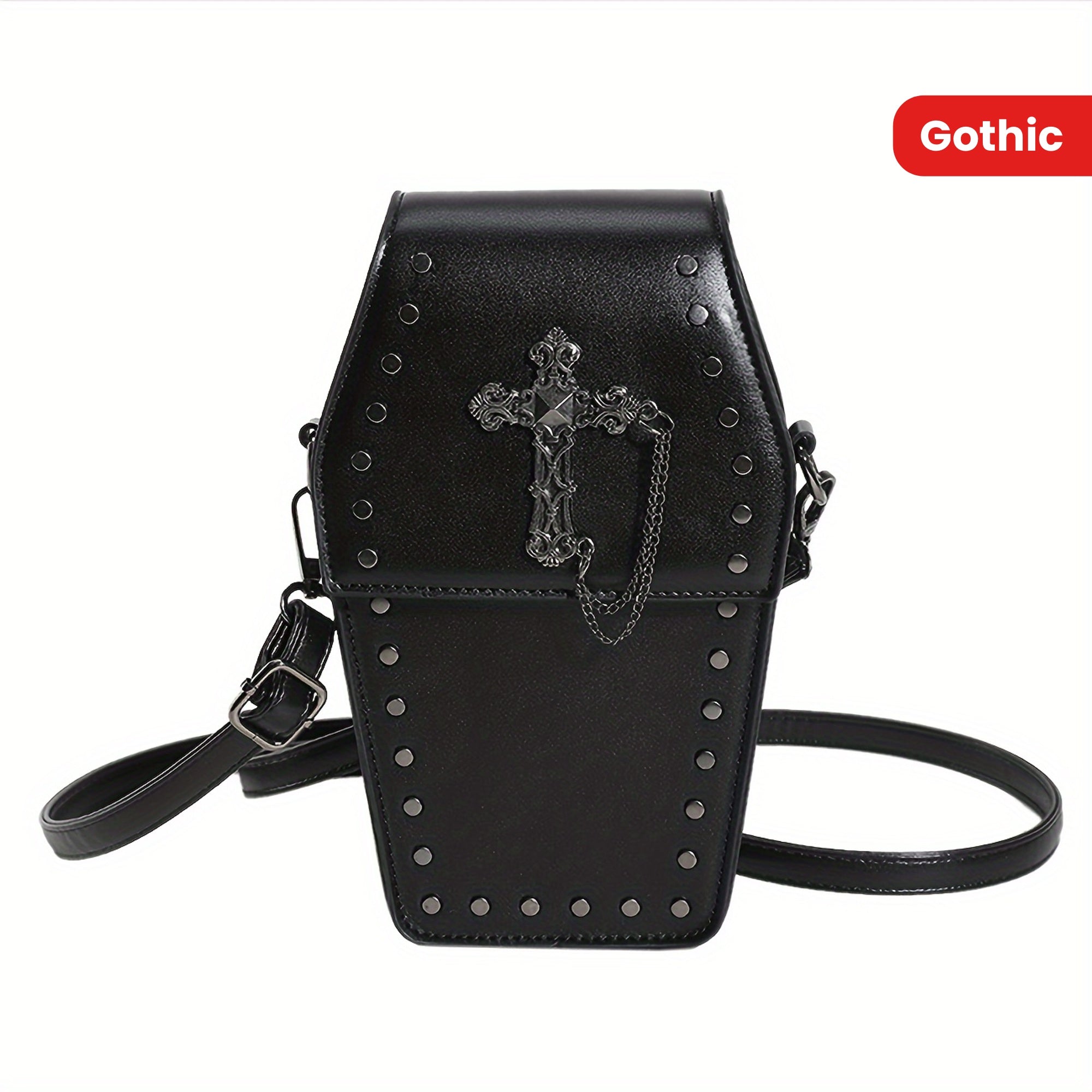 Load video: Gothic And Punk Design Crossbody Bag With Adjustable Strap Ladies Mini Shoulder Purse For Party Use