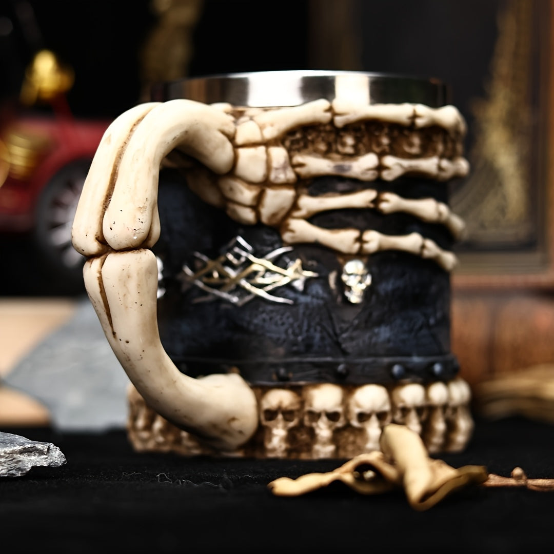 Load video: A Hell Devil Hand Mark Coffee Cup Skeleton Claw Art Shaped Beer Cup Stainless Steel 152oz Dark Style Tavern Water Cup Gift for Friends Christmas