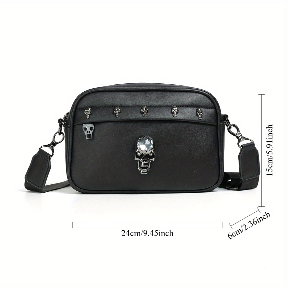 Load video: 1pc Guangzhou Bag 1pc MenS Crossbody Bag Skull Studs Punk Shoulder Bag Gothic Style Crossbody Bag Casual Business Daily Commute Versatile Shoulder Bag Camera Bag PU Material Shoulder Strap Removable Adjustable Lengt