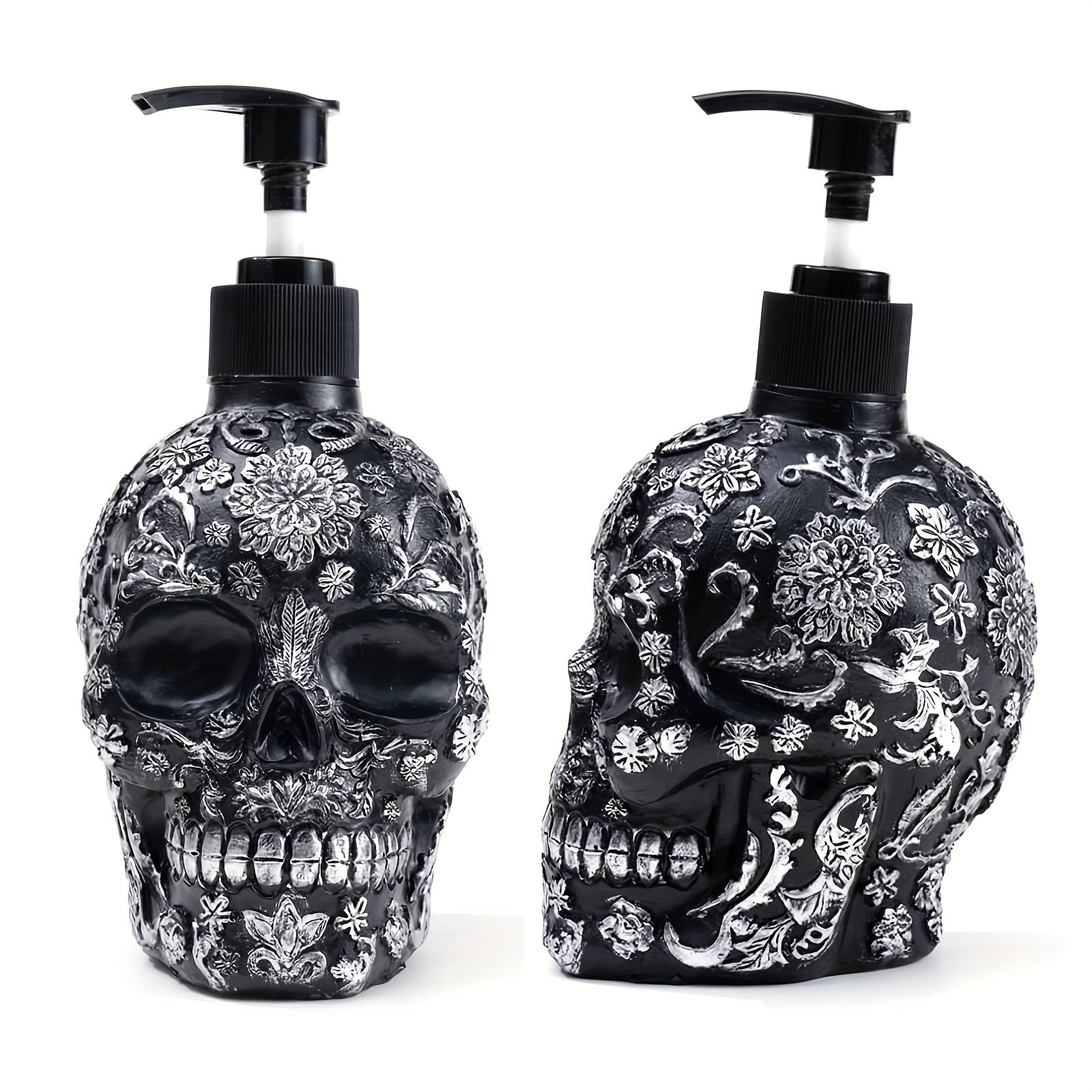 Load video: Skull Soap Dispenser with RustProof Pump Refillable Resin Liquid Hand Lotion Bottle Gothic Home Decor for Bathroom Bedroom Kitchen PhthalateFree No Electricity Needed Kitchen Skincare Tool Artistic Skull Design Phthalatefree Material
