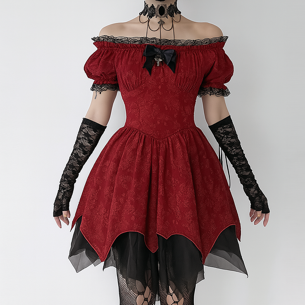 Gothic Elegance Off-the-Shoulder Dress