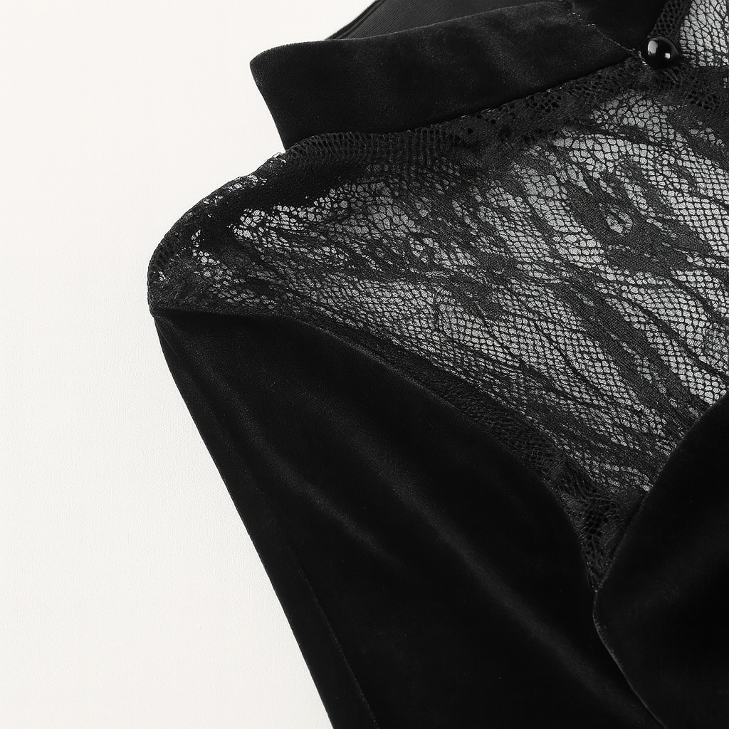 Witchy Lace Slit Maxi Dress for Gothic Elegance