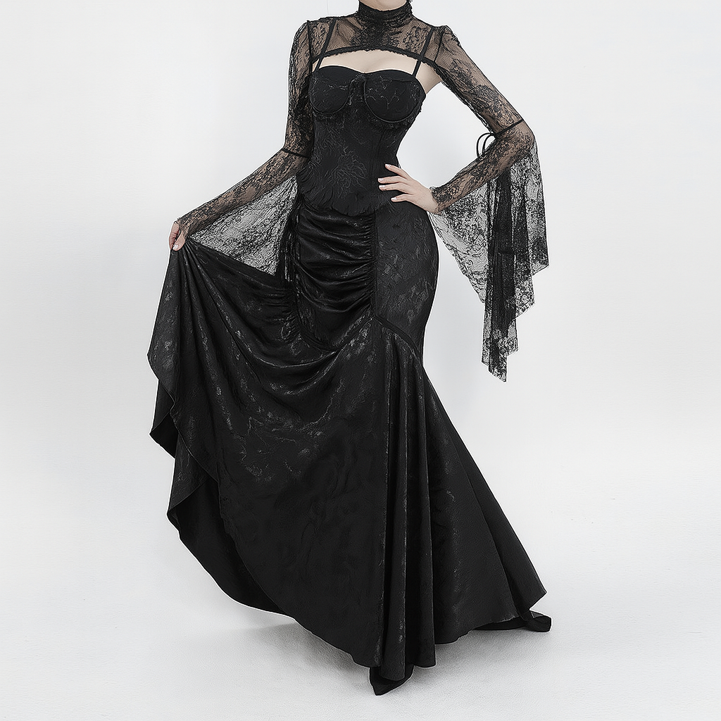 Asymmetrical Mermaid Lace Bodycon Skirt for Gothic Fashion
