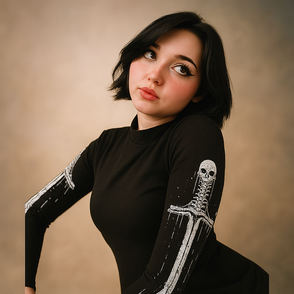 Skull Sword Gothic Dress with Long Sleeves and Fishnet Accents