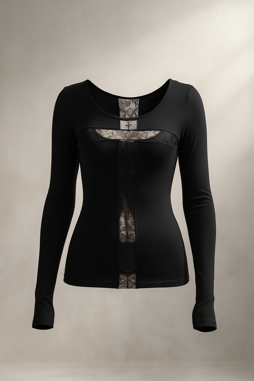 Cross Panel Gothic Top with Lace Accents
