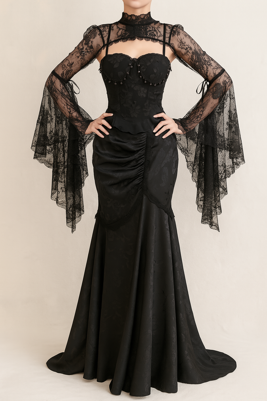 chinese dress ladies Asymmetrical Mermaid Lace Bodycon Skirt for Gothic Fashion