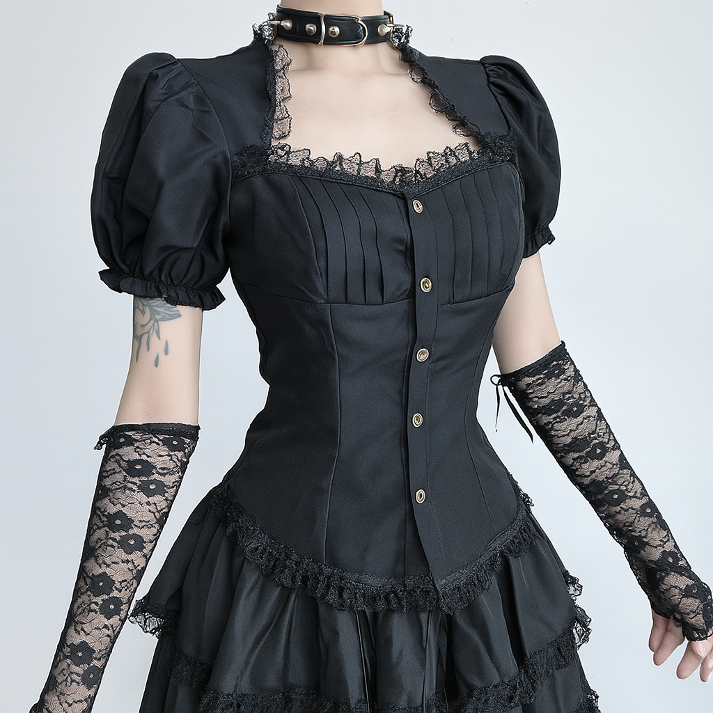 Elegant Gothic Lace Trim Top