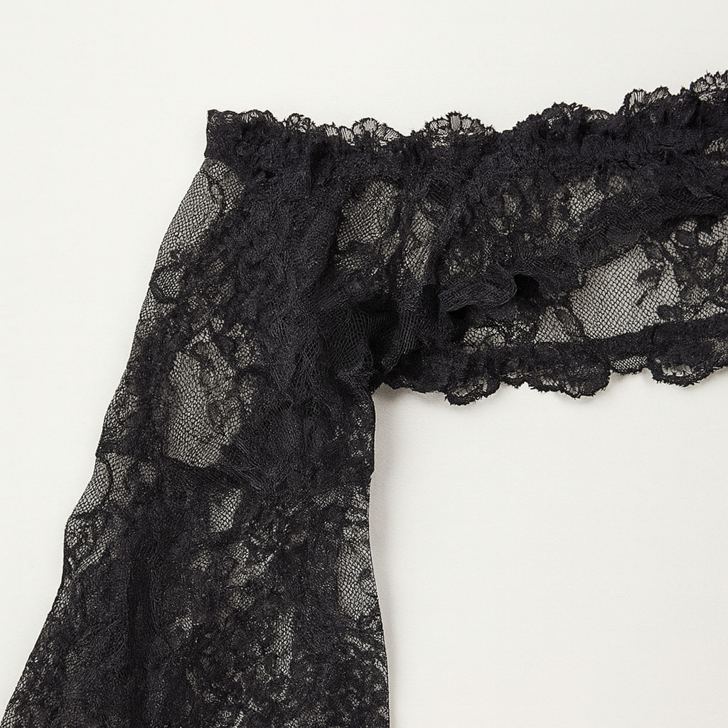 Lace Overlay Sheer Cardigan with Cascading Sleeves