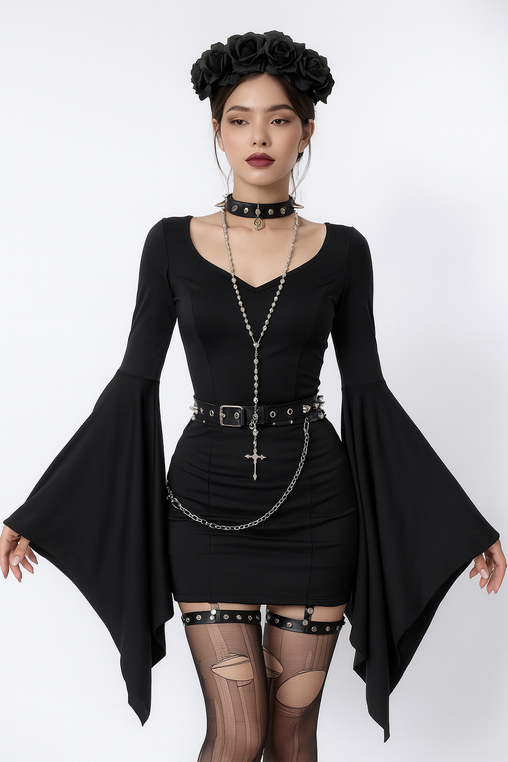 Batwing Elegance Gothic Dress for Dark Romantic Fashion