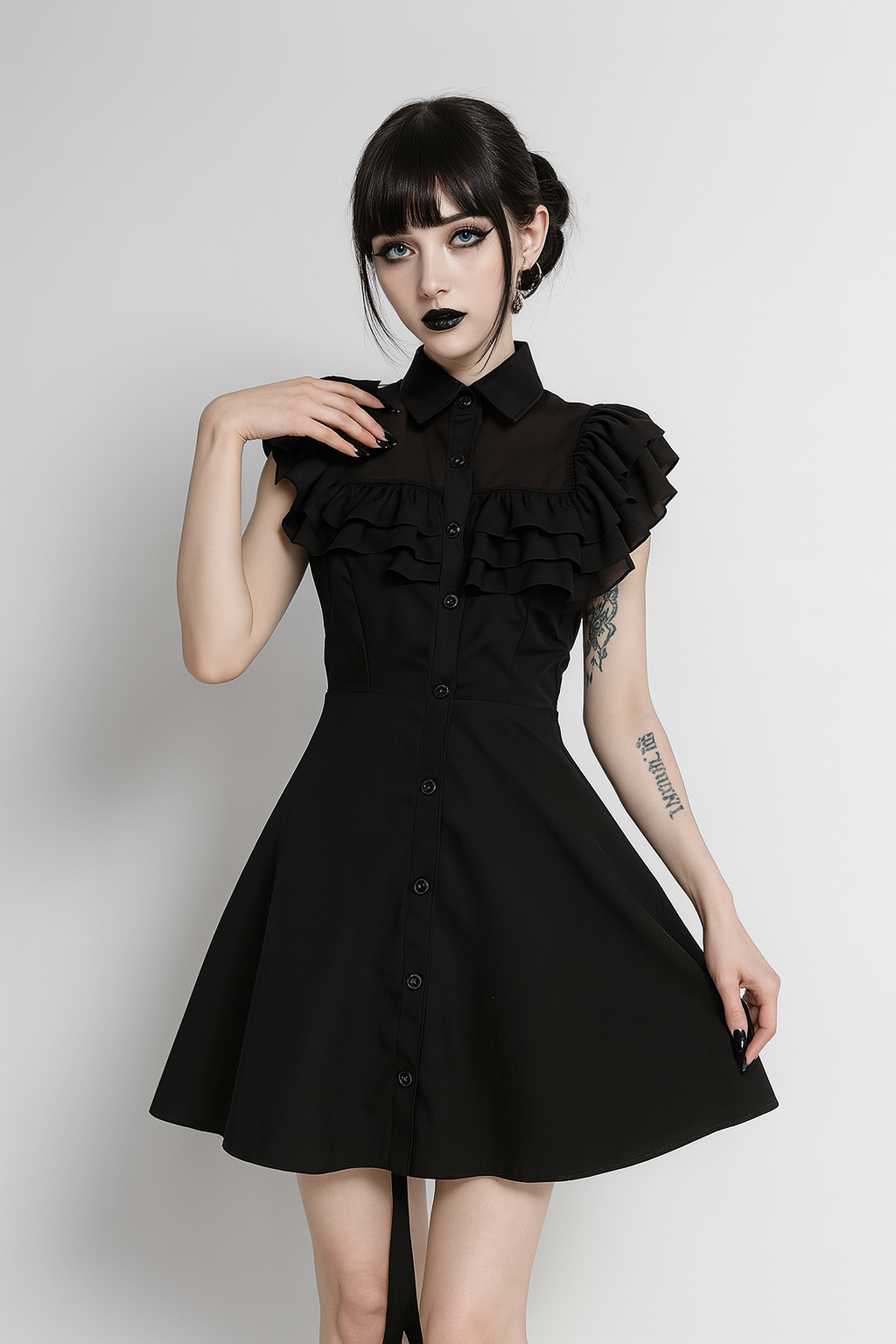 black romantic dress Summer Dark Romantic Ruffle Dress