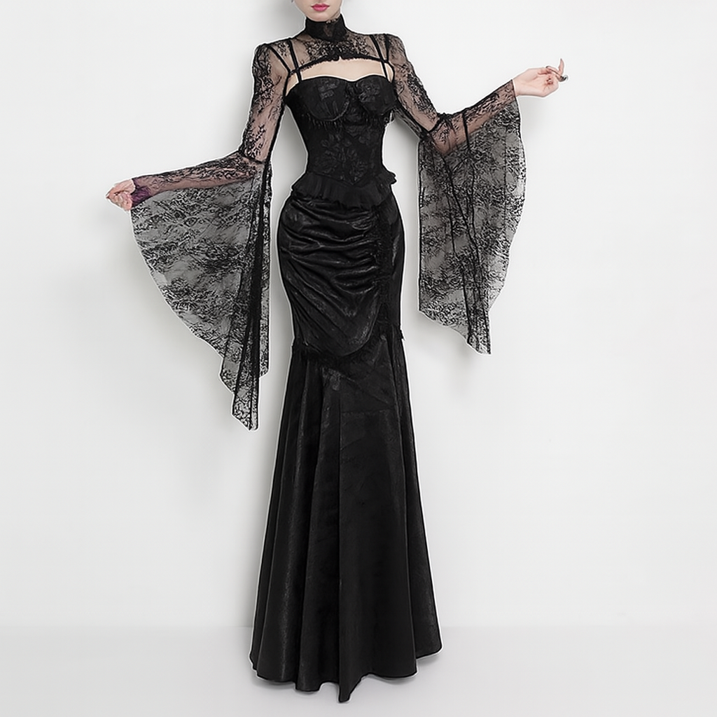 Asymmetrical Mermaid Lace Bodycon Skirt for Gothic Fashion