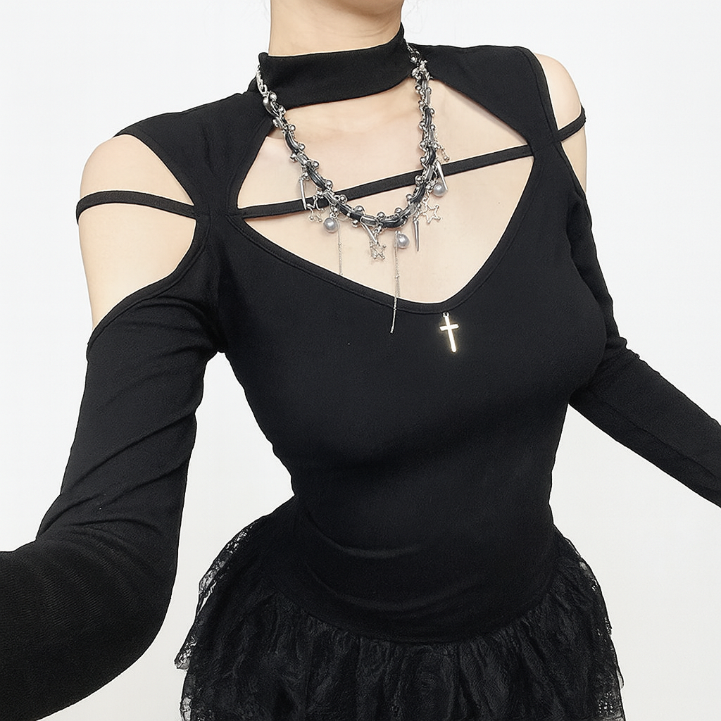 Witchy Cutout Knit Top for Modern Goth Style