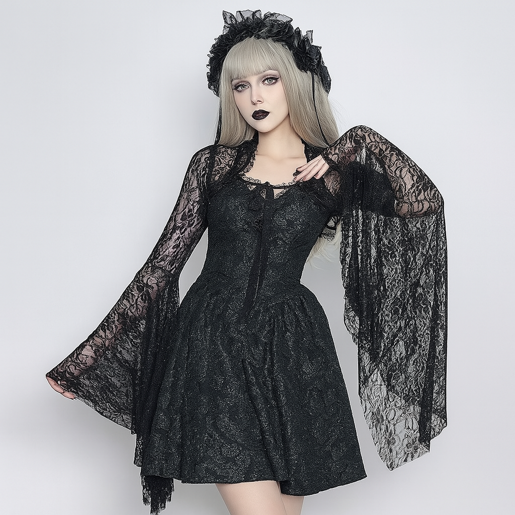 Gothic Lace Bell Sleeve Cardigan
