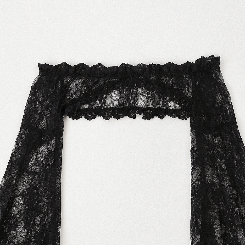 Lace Overlay Sheer Cardigan with Cascading Sleeves