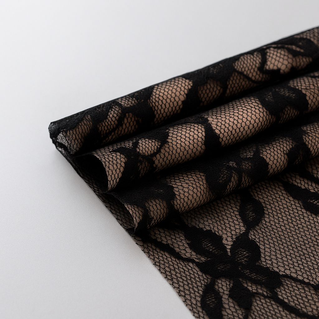 Midnight Veil Lace Bodysuit Gothic Sheer Long Sleeve Top