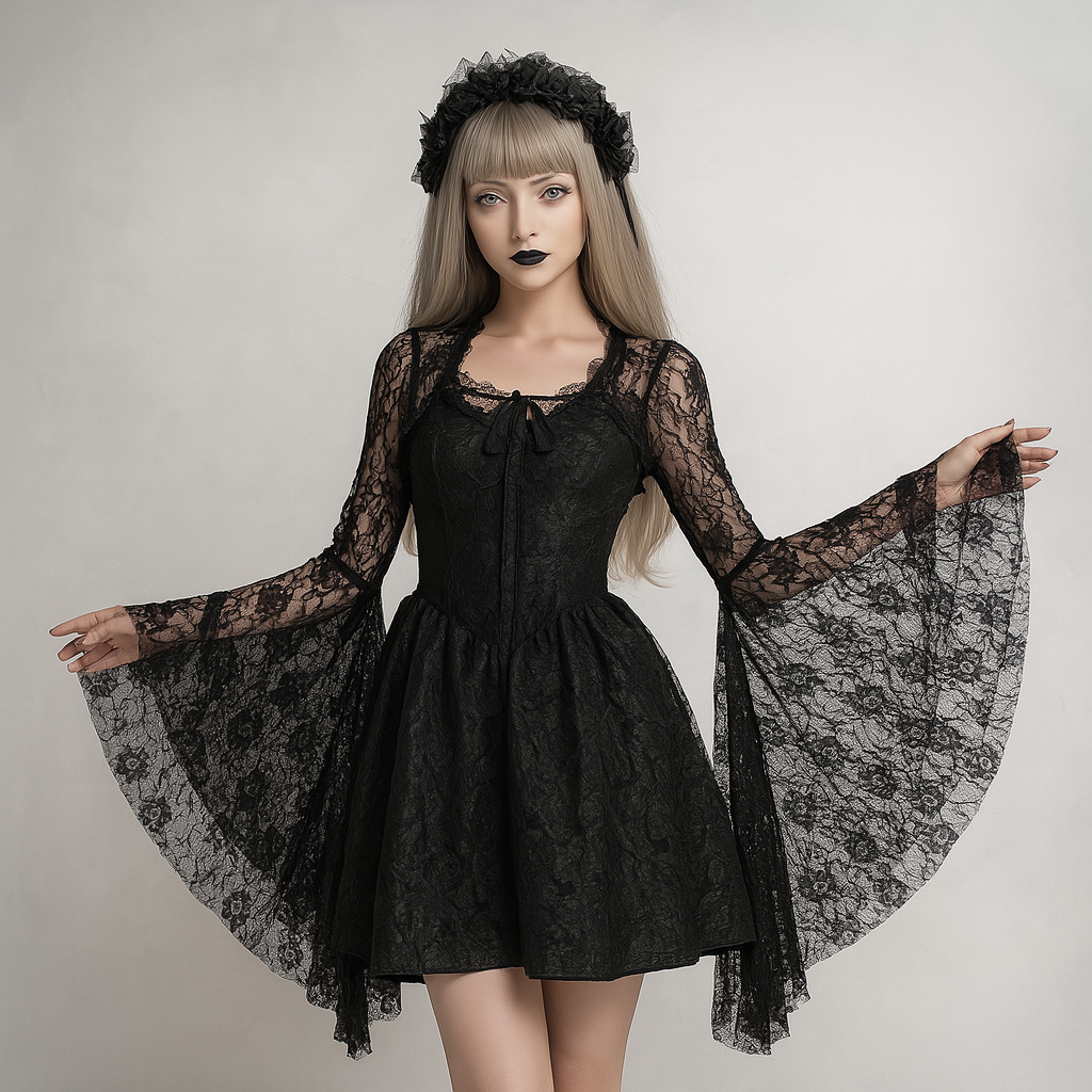 Gothic Lace Bell Sleeve Cardigan