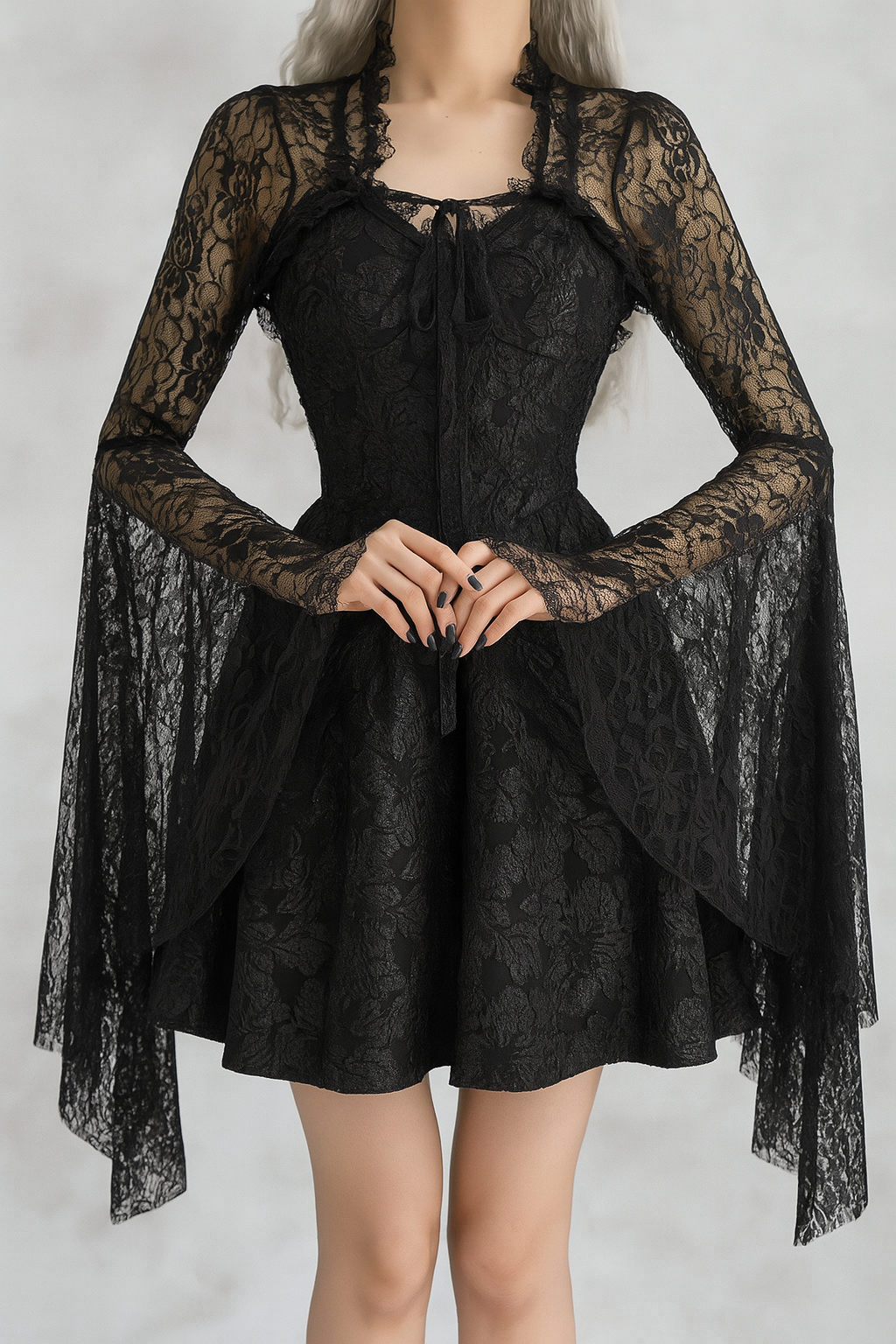 Gothic Lace Bell Sleeve Cardigan