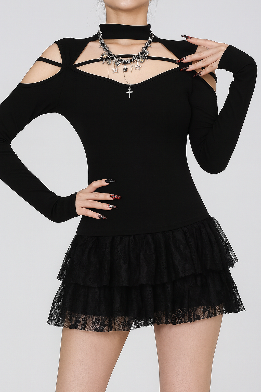 Witchy Cutout Knit Top for Modern Goth Style