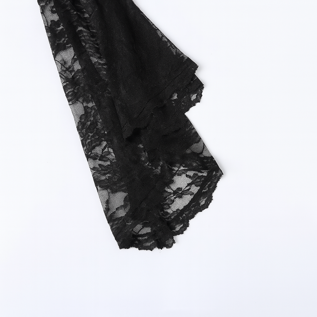 Lace Overlay Sheer Cardigan with Cascading Sleeves