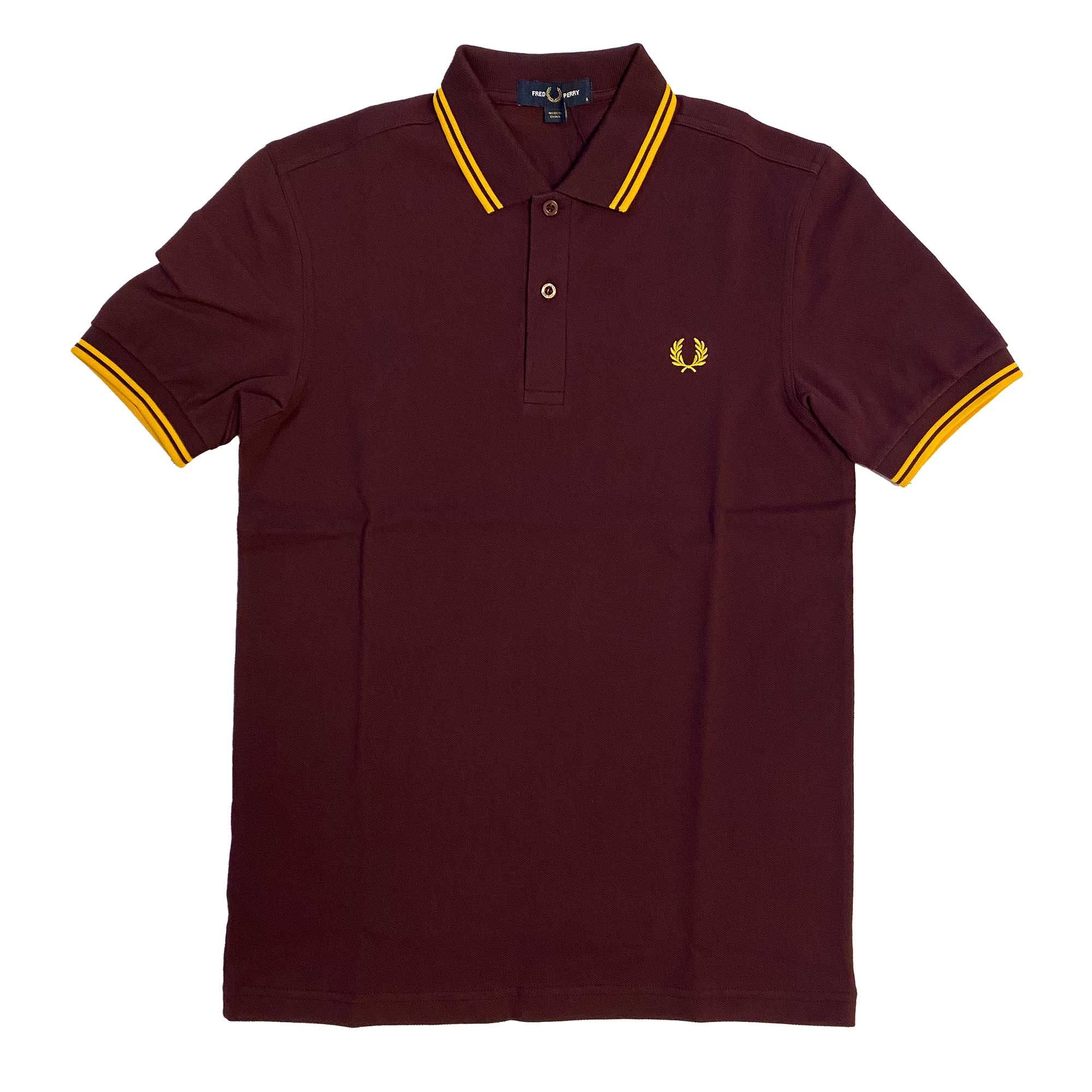 FRED PERRY TWIN POLO MAHOGANY/MAIZE
