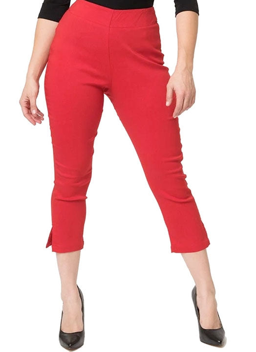 Unique Vintage Plus Size Red High Waist Rachelle Capri Pants - ShopperBoard