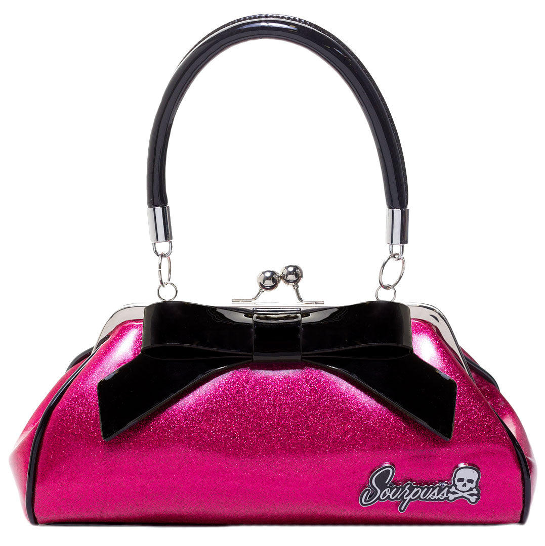 SOURPUSS GLITTER FLOOZY PURSE HOT PINK