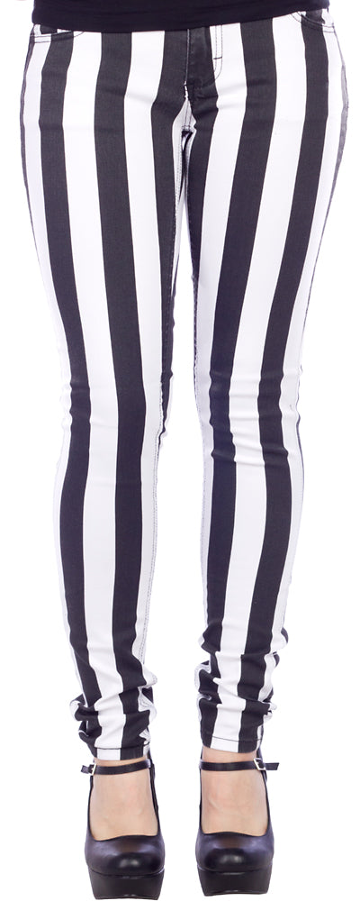 Vaudeville Vixen Striped Jeans Blackwhite 