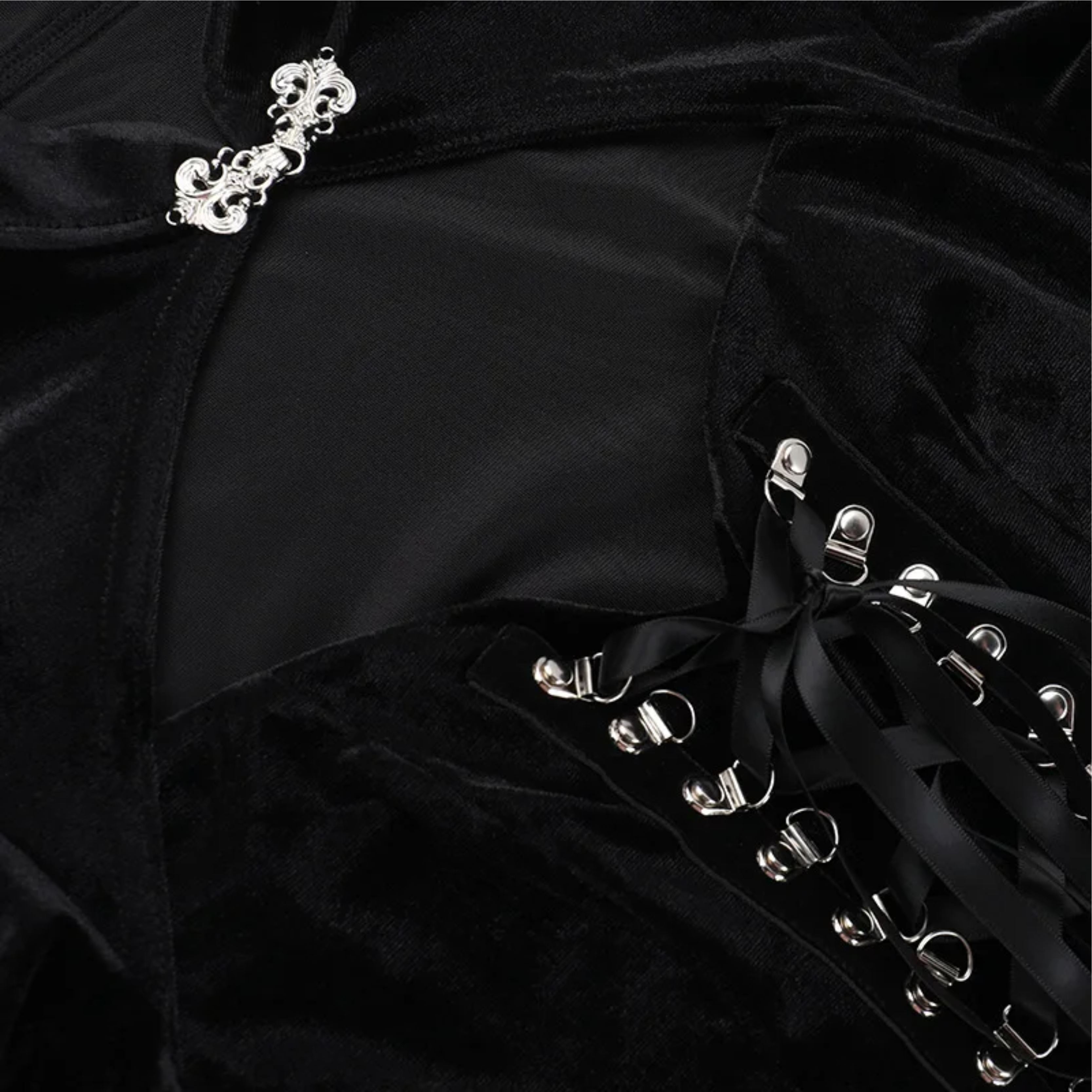 Gothic High Slit Cheongsam Dress with Lace-Up Detail