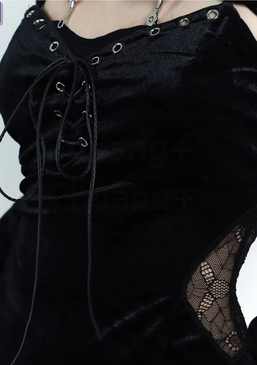 Gothic Spider Web Velvet Midi Dress with Flared Sleeves and Distressed Charm