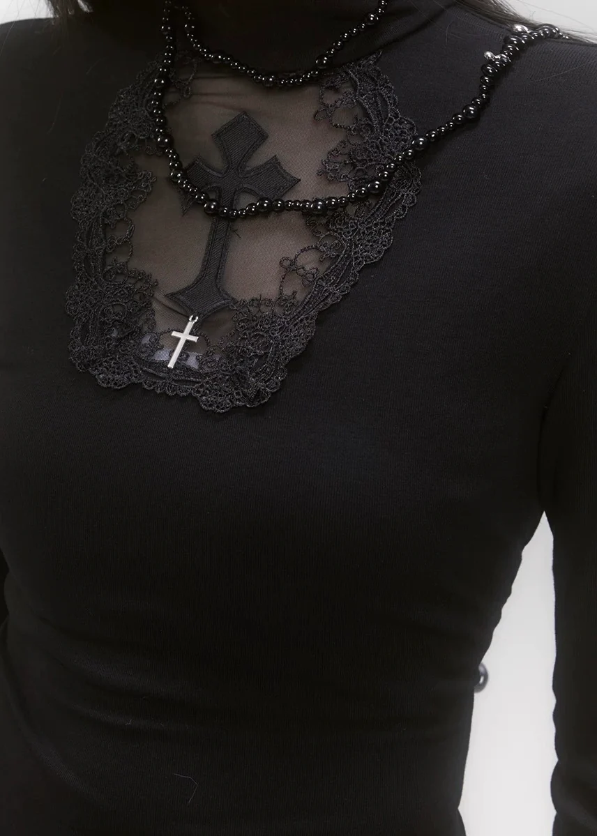 Haunting Cross Long Sleeve Top