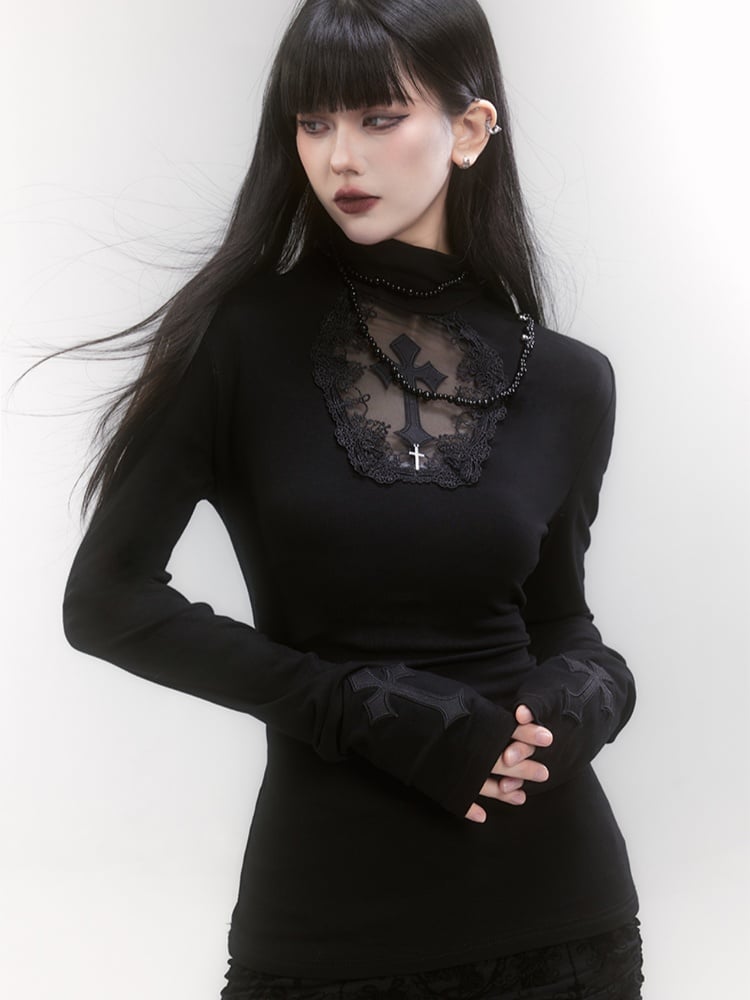 Haunting Cross Long Sleeve Top