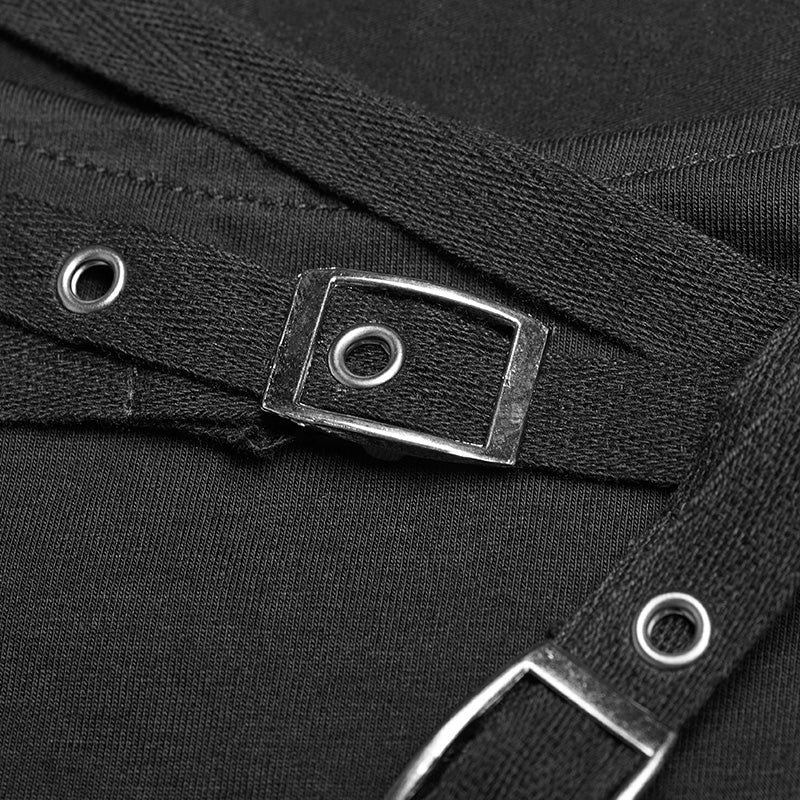 Gothic Streetwear Grommet Vest With Asymmetrical Hem