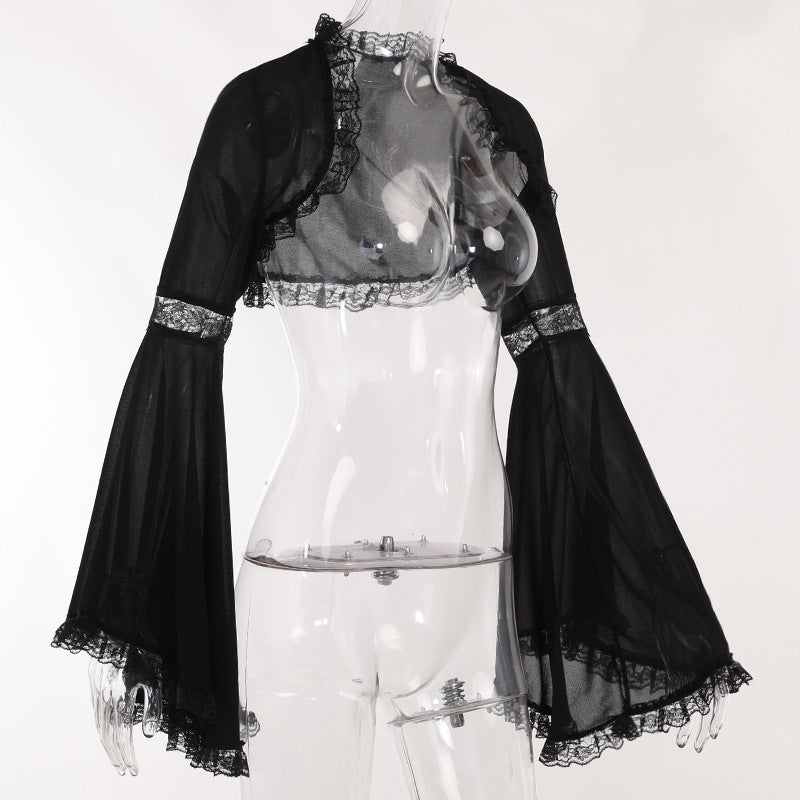 Gothic Lace Bell Sleeve Overlay Top for Dark Fashion – Sourpuss