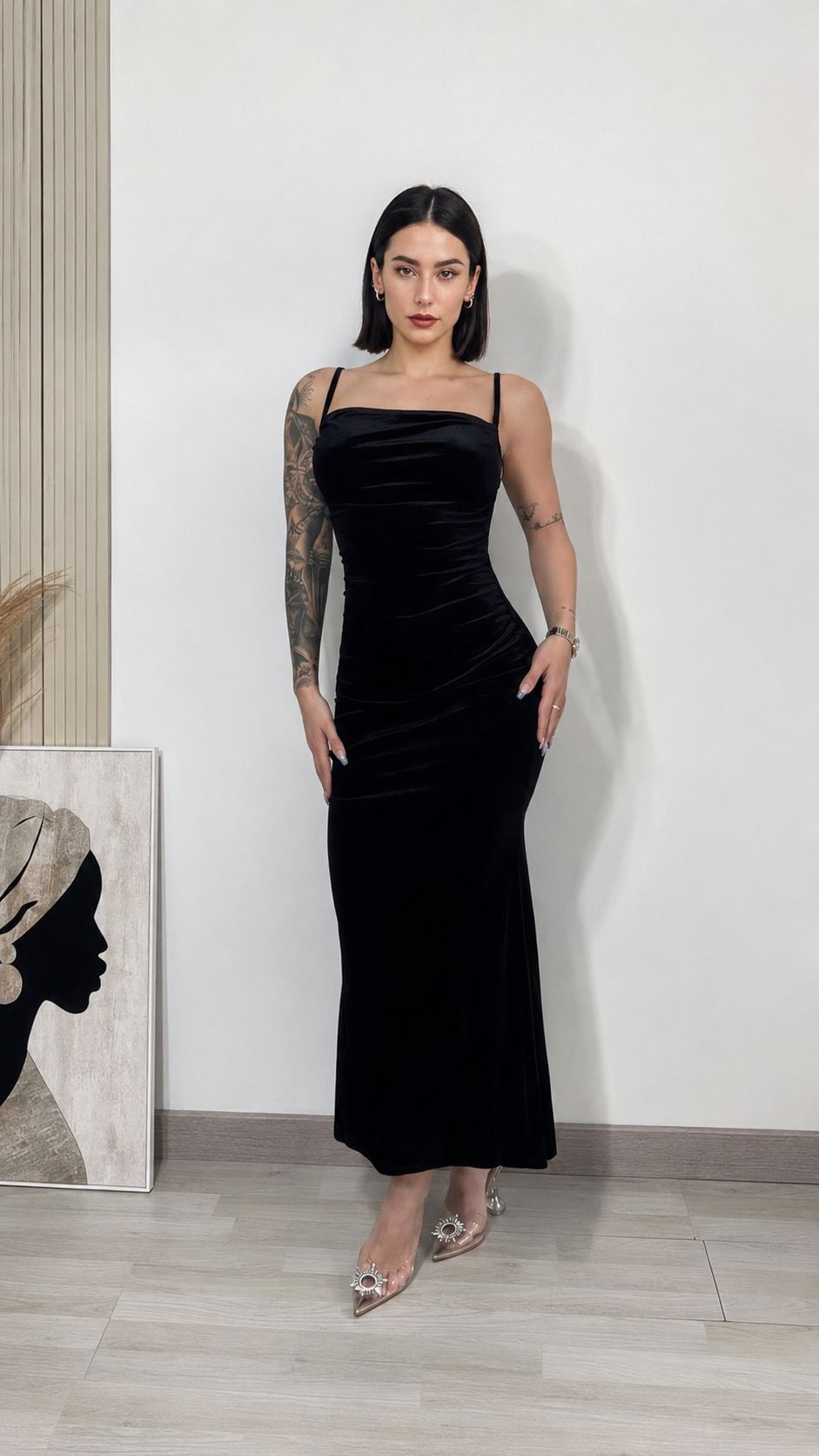 Gothic Velvet Backless Maxi Dress with Slit for Elegant Summer Evenings