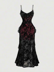 Crimson Widow Lace Maxi Dress