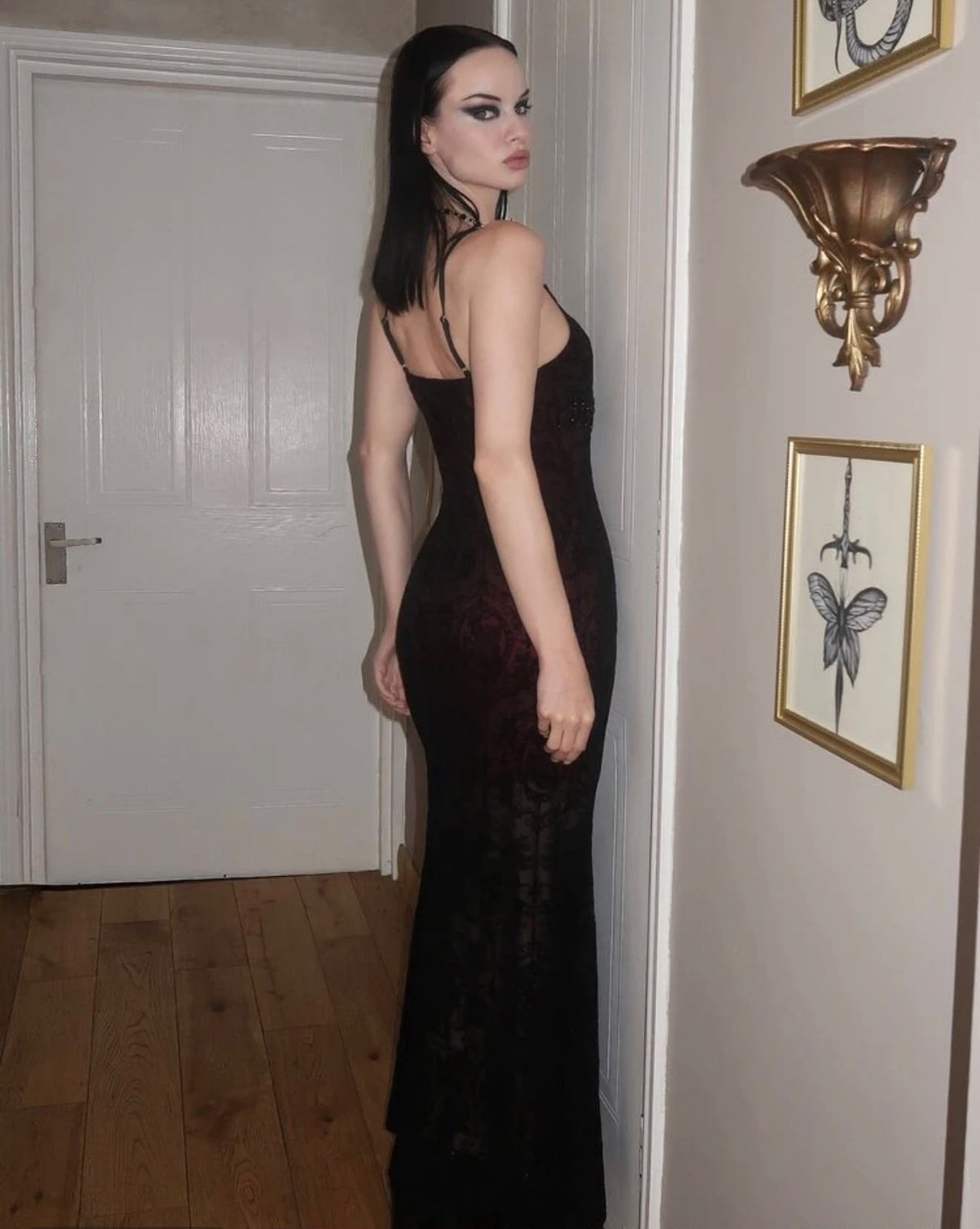 Midnight Cathedral Lace Maxi Dress