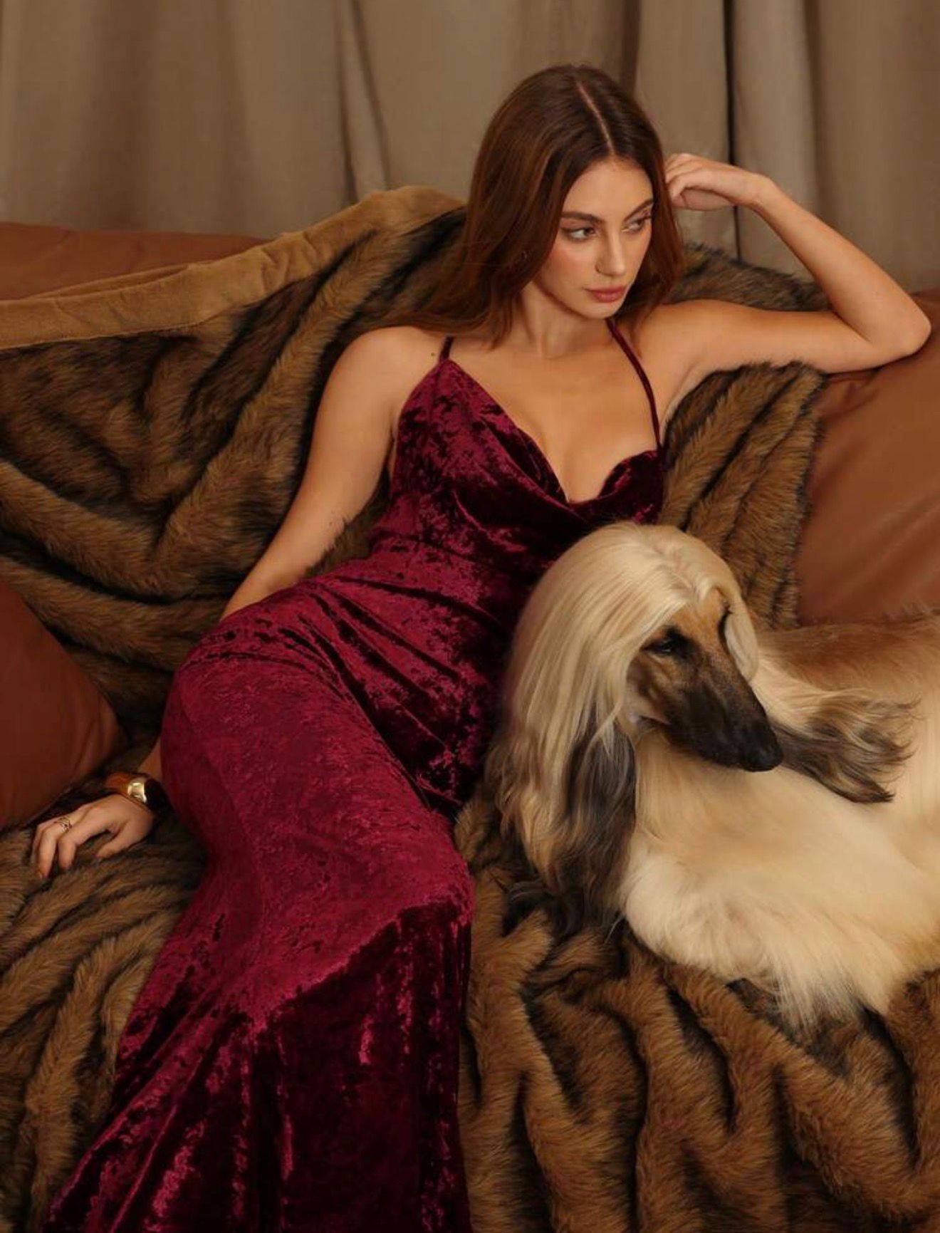 Gothic Velvet Maxi Dress with Elegant V-Neckline