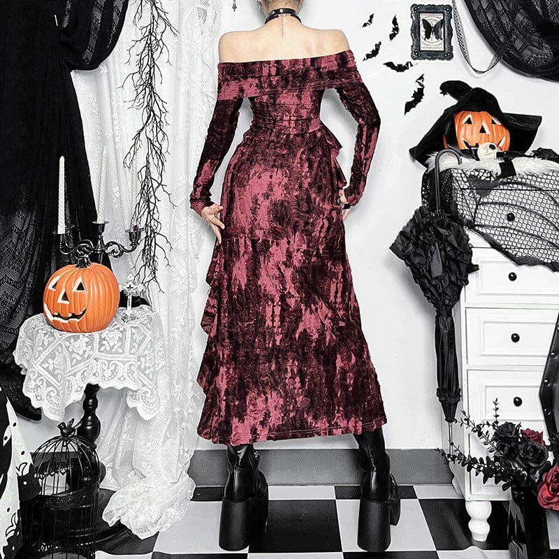 Ashen Flame Gothic Slit Bodycon Dress for Halloween