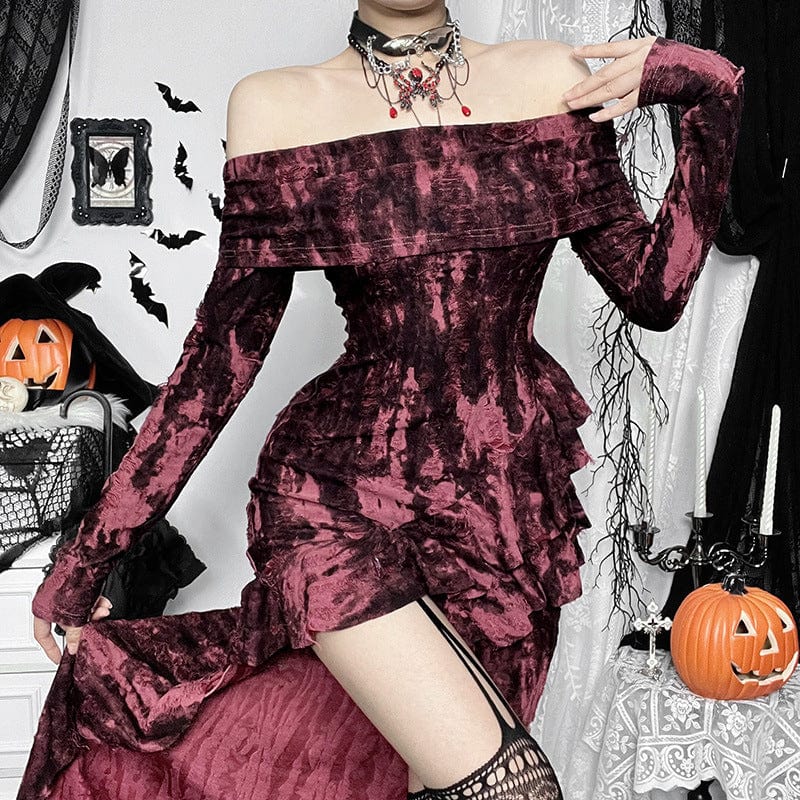 Ashen Flame Gothic Slit Bodycon Dress for Halloween