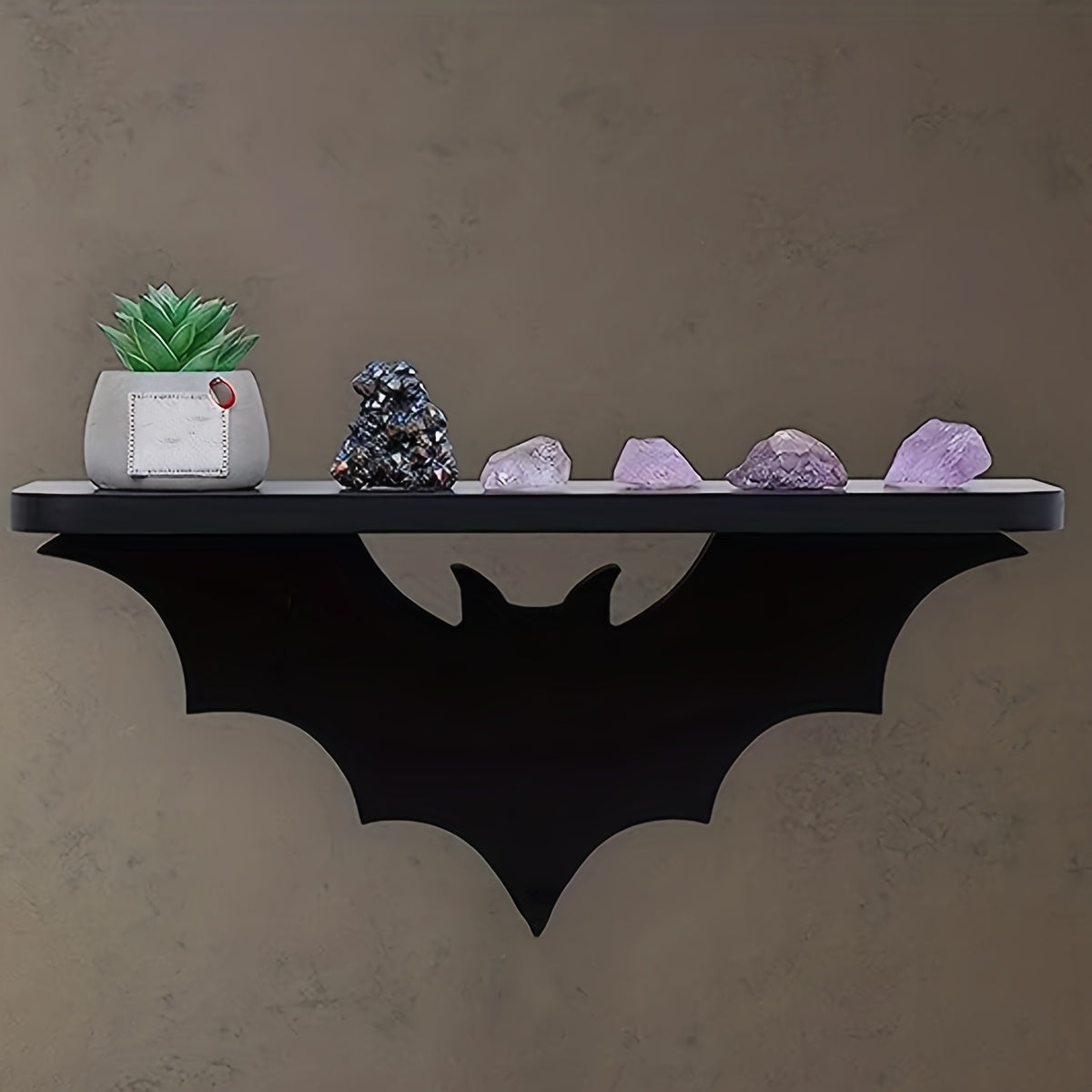 Load video: 1pc BatShaped Floating Shelf  Contemporary Gothic Wall Decor Durable ABS Plastic with PreDrilled Holes for Easy Installation Halloween  Living Room Storage Black Bedroom Frame Floating Shelves