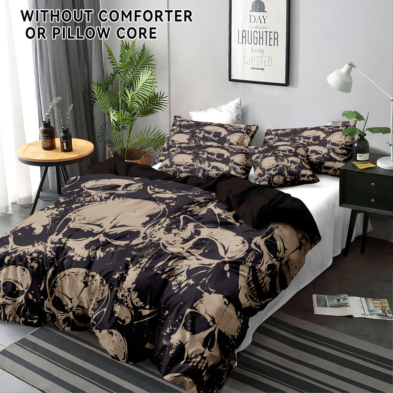 3Piece Polyester Skull Print Bedding Set Perfect for Bedroom or Guest Room Soft and Comfortable with No Core Included 1x Duvet Cover  2x Pillow Covers