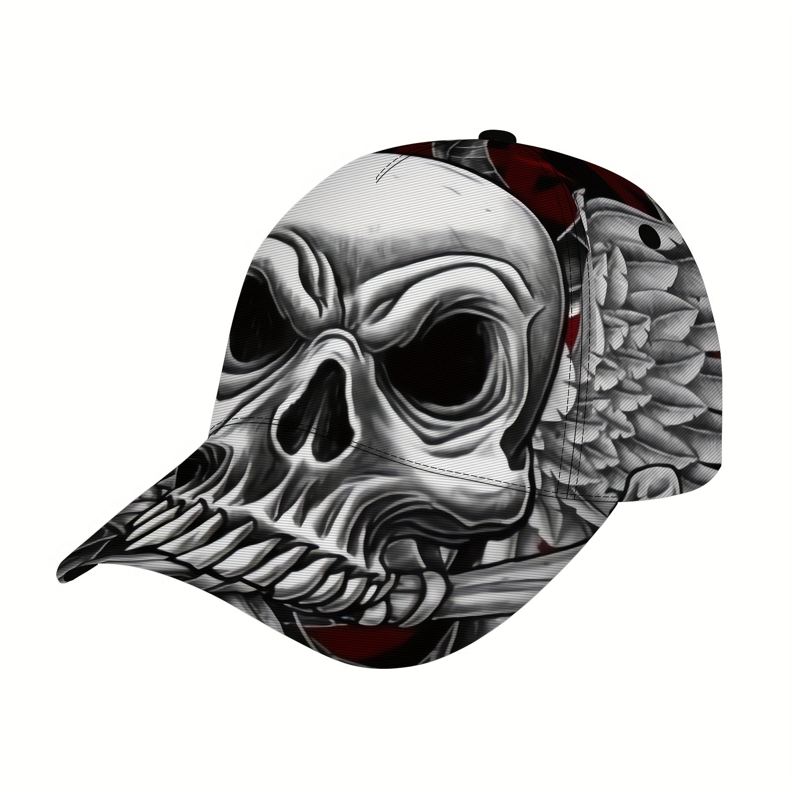 Load video: 1pc Adjustable Skull Pattern Baseball Cap with Sun Protection  Breathable Lightweight Polyester Hat for Outdoor Sports Skateboarding and Daily Fashion Accessories Outdoor Sports CapSkull Cap DesignLightweight Hat