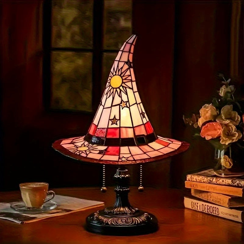 Load video: 1Pack Gothic Witch Hat Lamp  Purple Yellow Pink or  USBPowered Tabletop Lighting with OnOff Switch No Batteries Needed  for Halloween Decor Witchcraft Parties Bedroom Haunted House  Wizard Hat Night Light Decoration