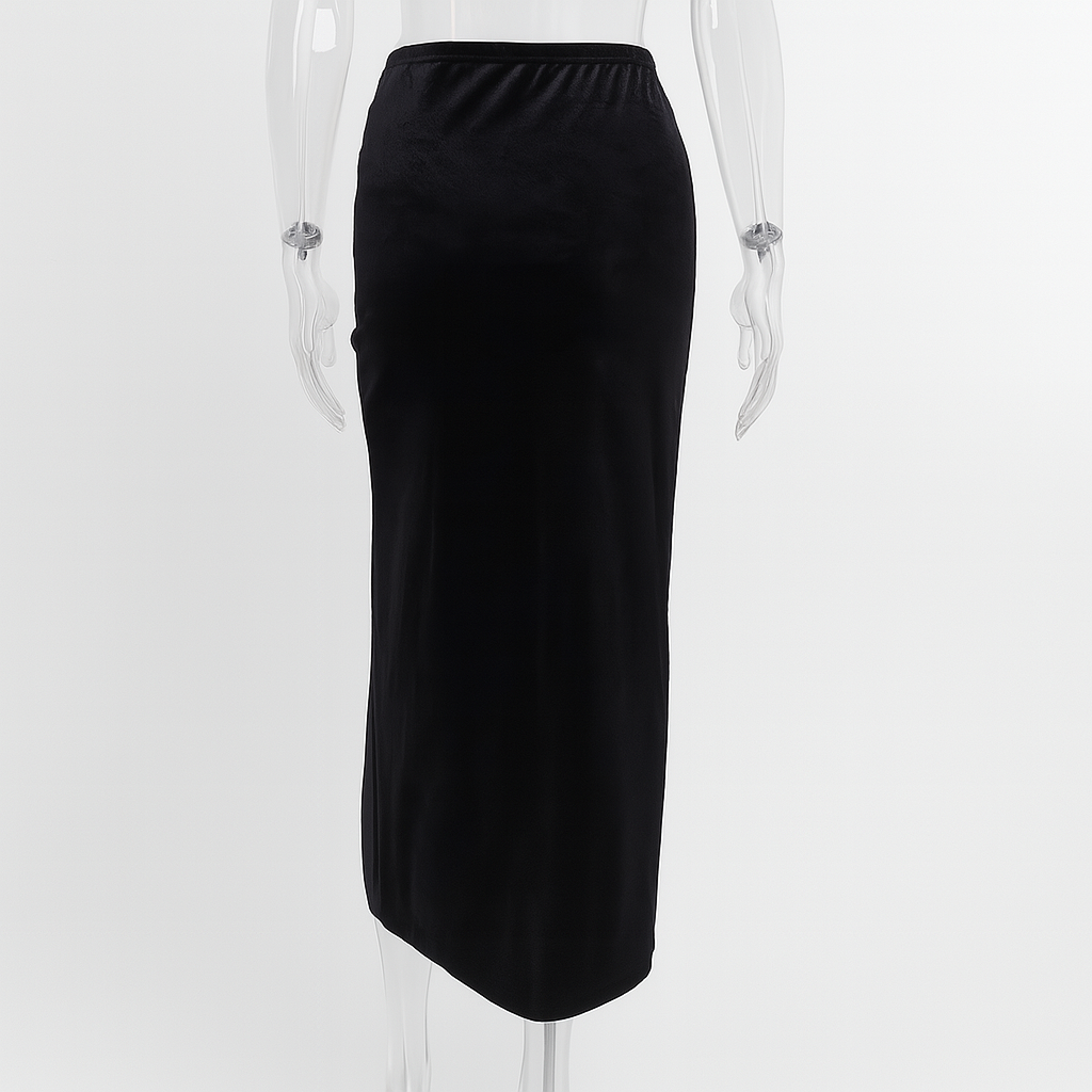 Witchy High Waist Slit Skirt in Black Velvet