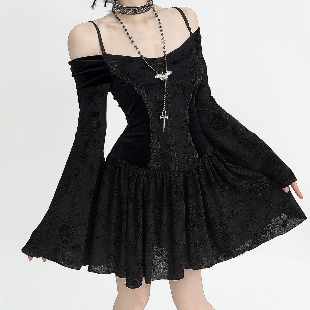 Witchy Velvet Off-Shoulder Gothic Dress