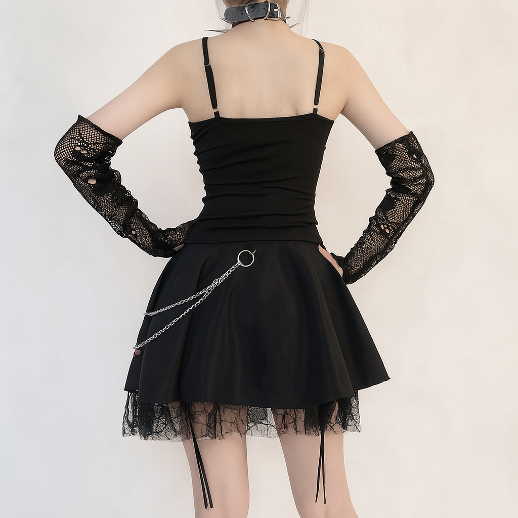 Pentagram Print Checkered Crop Top Gothic Grunge Style