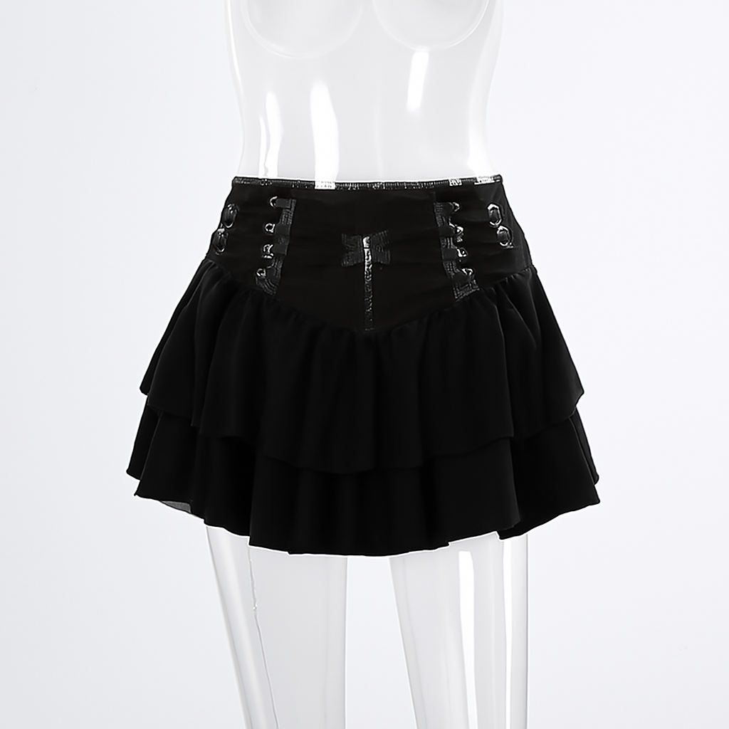 Punk Cross Frill Skirt for Gothic and Alternative Fashion