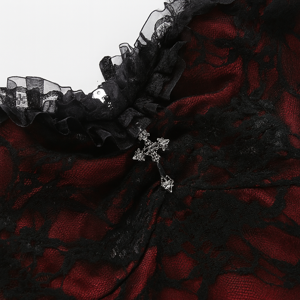 Lace Cross Tank Top for Gothic Fashion Lovers